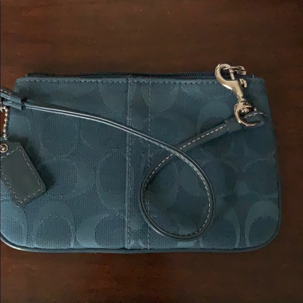 Denim blue coach wristlet